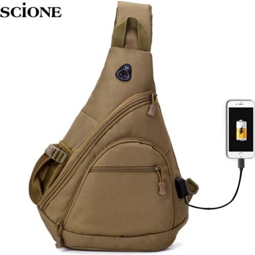 Anti-theft Tactical Chest Bags USB Charging Crossbody Army Military Bag Outdoor Sport Waterproof Travel Camping Hiking XA736WA