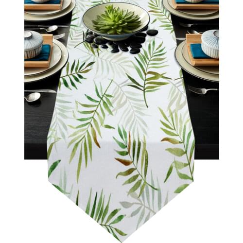 Plant Green Leaf Table Runner Country Wedding Decor Cake Tablecloth Placemat Dinning Table Decoration Table Runners