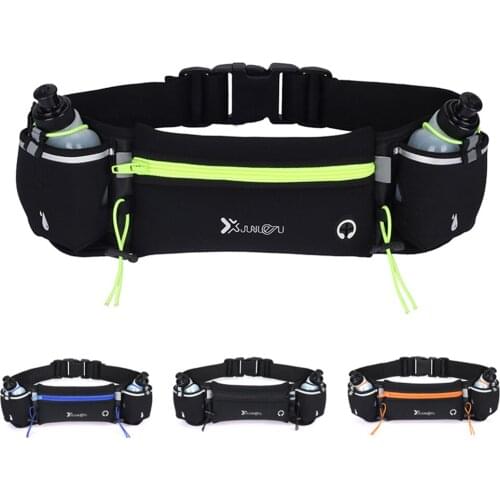 Unisex Running Belt with Water Bottle Adjustable Straps Running Waist Bags for Cycling Camping Hiking
