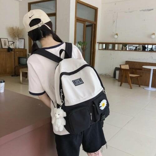 Students Backpack Women Doll Pendant Waterproof School Bag for Teenage Girls Rucksack Book Bag Travel Mochilas Women Backpack