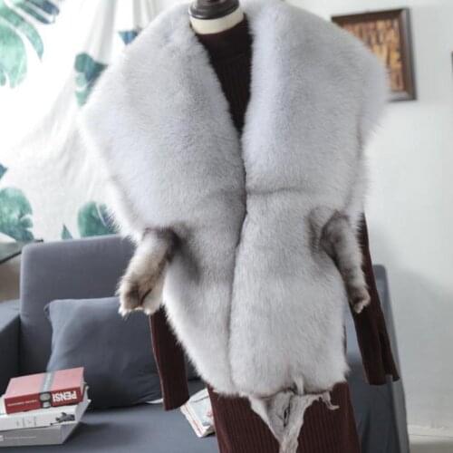Fox Fur Shawl 2021 Fashion Design New European Silver Fox Cloak Bridal Wedding Whole Piece Fox Fur 180cm Long Coat