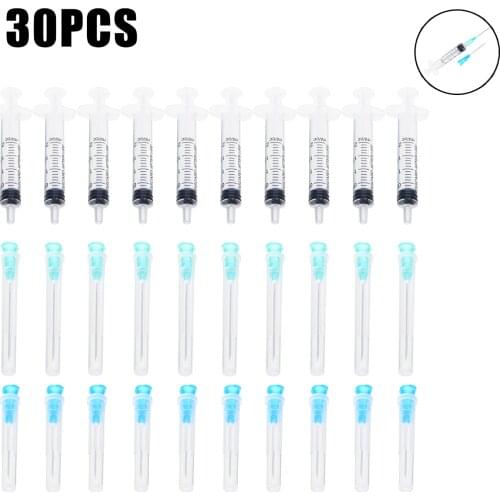 1 Set 2ml Injection Syringe with 21G + 10pcs 23G Pointed Needle Tips for Industrial Adhesives & Sealers