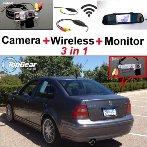 Special Wifi Camera + Wireless Receiver + Mirror Monitor 3 in1 Easy DIY Backup Parking System For Volkswagen VW Jetta Bora A4 1J