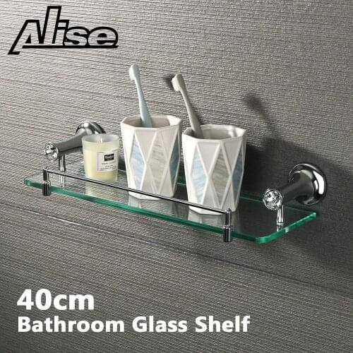 40mm Bathroom Glass Shelf Bath Shower Glass Holder Stainless Steel Storage Rack Wall Mount Shelf Bathroom Shelves Accessories