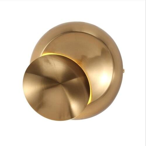 WECUS) Nordic indoor round wall lamp, creative bedside wall light, 360° rotating wall light