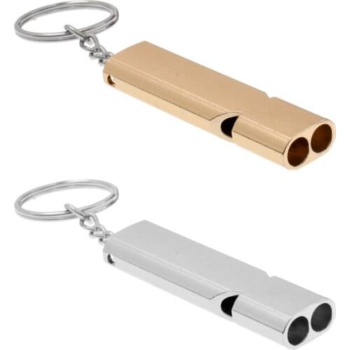 Outdoor Ultra Loud Compact Emergency Survival Whistle with Keychain Gold/Silver