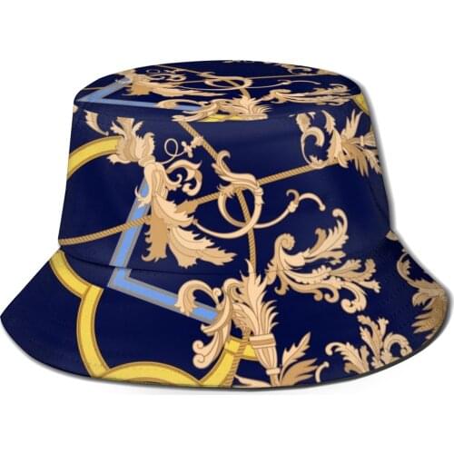 Women Fishermans Hat Ladies Summer Foldable Retro European Flower Pattern Luxury Unisex Flat Top Handmade Printed Cap Dropship