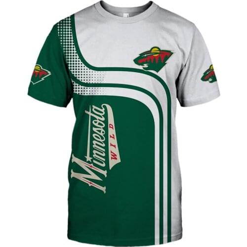 Summer Casual Tops Minnesota Mens fashion White green stitching geometric bear print Wild T-shirts