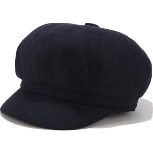 Cotton Women Beret Autumn Winter Octagonal Cap Hats Stylish Artist Painter Newsboy Caps Black Grey Beret Hats Hats for Women