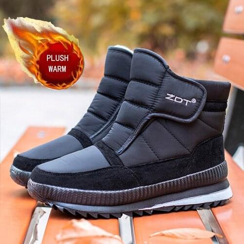 Qmaigie Winter boots for men Sneakers ankle boot Waterproof Non-slip warm plush Hiking boots women snow boots men big size 46 47