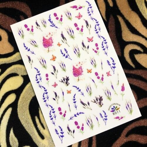 1 Sheet Newest Lavender Series design 3D nail art sticker back glue nail decals Japan type DIY decoration tools