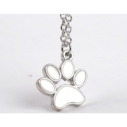 30 Animal Printed Love Heart Shape Necklace Pet Dog Bear Paw Pendant charm Necklace Paper-cut Animal Pet Foot Print Paw Jewelry