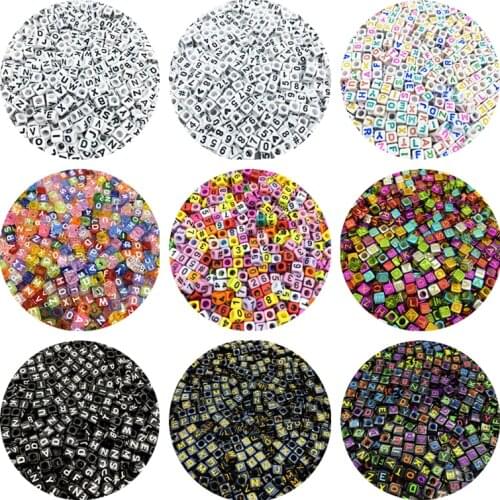 100pcs 6x6mm Mixed Letter Acrylic Beads Loose Spacer Beads For Jewelry Making Handmade Diy Bracelet Necklace