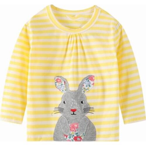 2-7 Years Children Kids Tops T Shirt New Spring Baby Boy Girls Long Sleeve Rabbit T Shirt Cotton Children Shirts Clothes