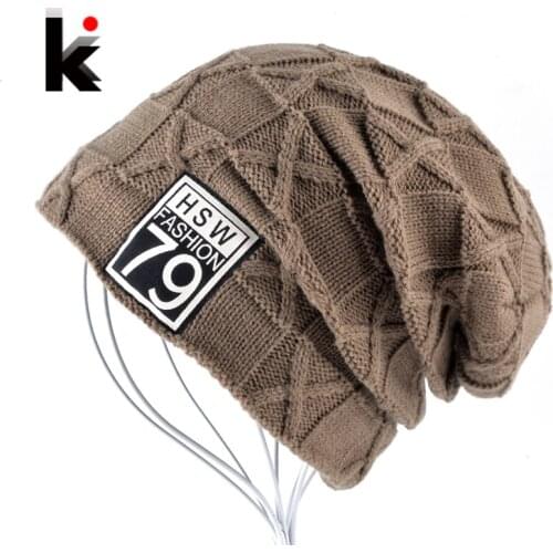2018 Winter Beanie Bonnet Hat For Men Warm Knitted Wool Solid Cap Women Double Layer Thick Knitting Skullies Gorros Hip Hop Muts