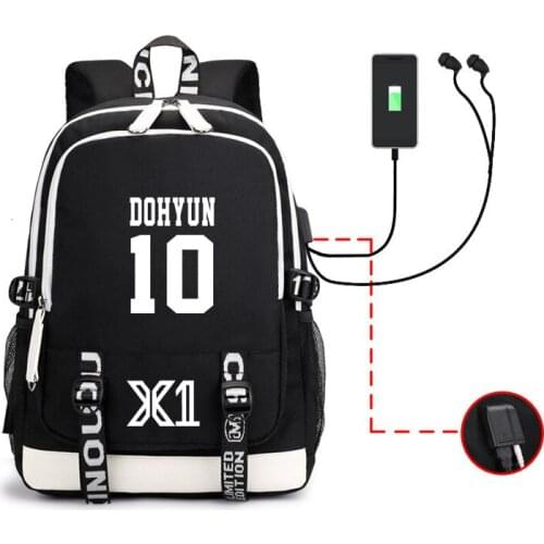 2019 kpop Star X1 Periphery A Bag Usb Headset Line Both Shoulders Package Men And Women Backpack