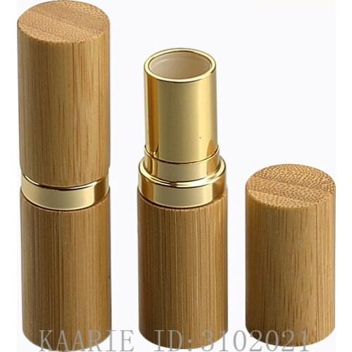 4.5G 20pcs/lot Gold Bamboo Wooden Lipstick Tube, Top Grade Lip Balm Sub Package, DIY Empty High-end Bamboo Lipstick Bottle