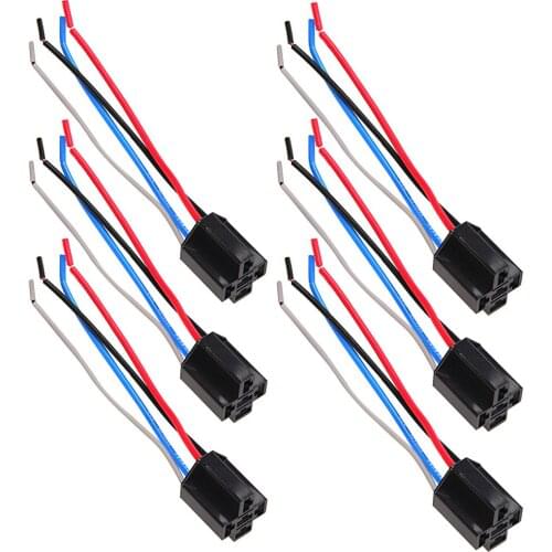 6pcs Car 12V 12 Volt DC 80A AMP Relay Wiring Harness Socket 4Pin 4 Wire