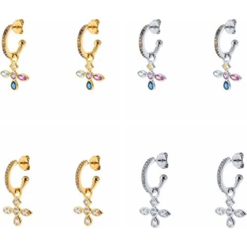 BOAKO Color Cross 2020 Trend Earrings Ear Cuff Silver 925 Earrings Dangle Cartilage Piercing Natural Style Ear Cuff #12.10