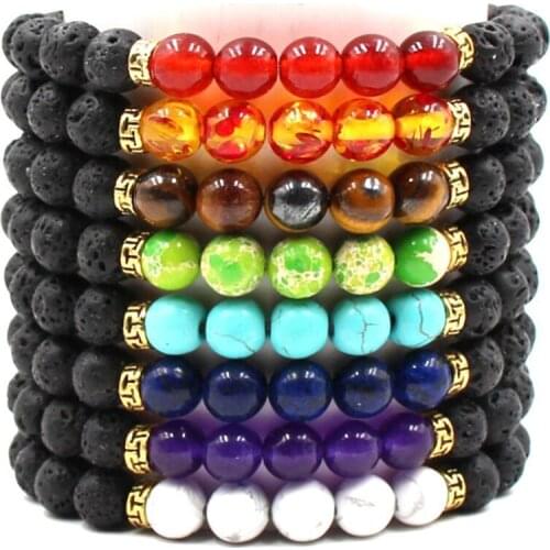 1pcs Colorful Hand-made Hand String Stone Volcanic Rock Bracelet Buddha Beads Natural Stone Made Bracelet Nice Gifts