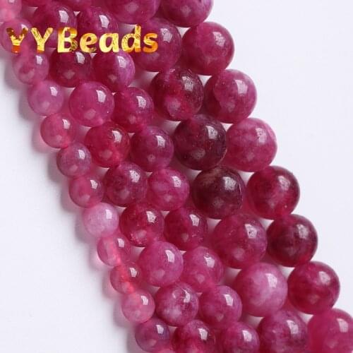 Natural Fuchsia Angelite Beads Round Loose Spacer Beads For Jewelry Making DIY Bracelet Earring Accessories 6 8 10mm 15'' Strand
