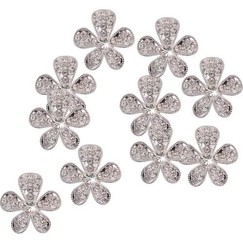 10Pcs Dazzling Flowers Diy Phone Case Decorative Wallet Shoes Clothes Bags Crystal Rhinestones Flatback Flower 26mm