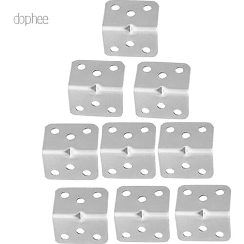 Dophee 10pcs L Shape Stainless Steel Corner Bracket Connectors Code Right Angle Support Furniture Fixing Reinforced Hardware