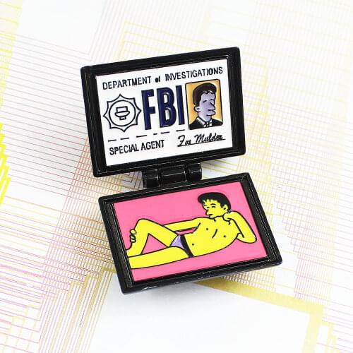 Enamel Pins ID Card X-Files FBI Mr. Burns Lisa Homer Jay Marge Kirk Originality Flip Brooches Jewelry Gifts For Friends