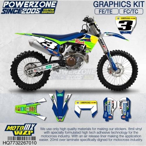 PowerZone Customized Team Graphics Backgrounds Decals 3M Custom Stickers For Husqvarna 2017 To 2019 FE TE FC TC 250 To 500cc 710