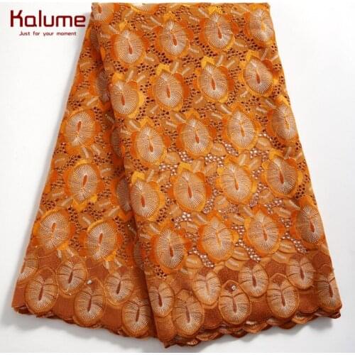 Kalume African Lace Fabric High Quality Nigerian Cotton Lace Fabrics Stones Diy Swiss Voile In Switzerland For Party Dress F2360