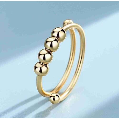 Geometric Beaded Ring for Women Men Adjustable Anti-stress Anxiety Rotating Toy Rings anillos Costume Jewelry Accessories Gift