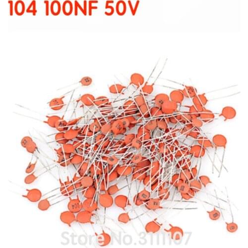 200PCS/LOT 100NF 104 50V Ceramic Capacitor 50v 100nf 0.1UF Red DIP Capacitance