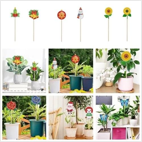5D DIY Diamond Painting Sun Flower Plant Decoration Stick Christmas Decoration Flower Pot Indoor Bedroom Home Ornaments