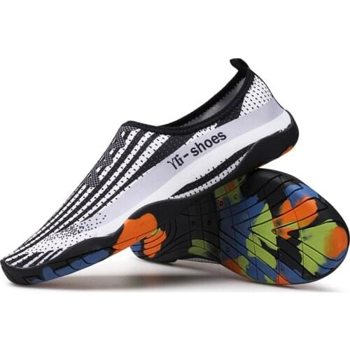Summer Lovers Striped Aqua Shoes Breathable Stretch Fabric Men Swimming Fishing Upstream Beach Shoes Women Yoga Water Shoes