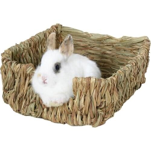 HOT SALES!!! Woven Grass Small Pet Rabbit Hamster Guinea Pig Cage Nest House Chew Toy Bed