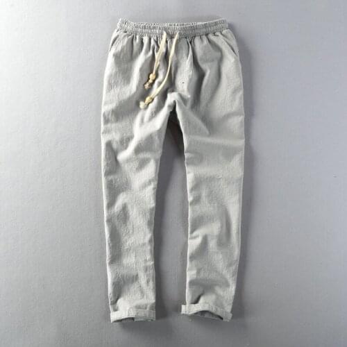 Hot Sale Spring 2021 New Linen Trousers Mens Casual Pants Fashion Thin Straight Nine Pants Large Size 6XL Mens Clothing