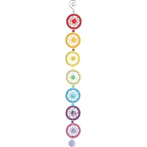 H&D Chakra Dream Catcher with 20mm Crystal Chandelier Ball Prisms Suncatcher Handmade Rainbow Fengshui Pendant