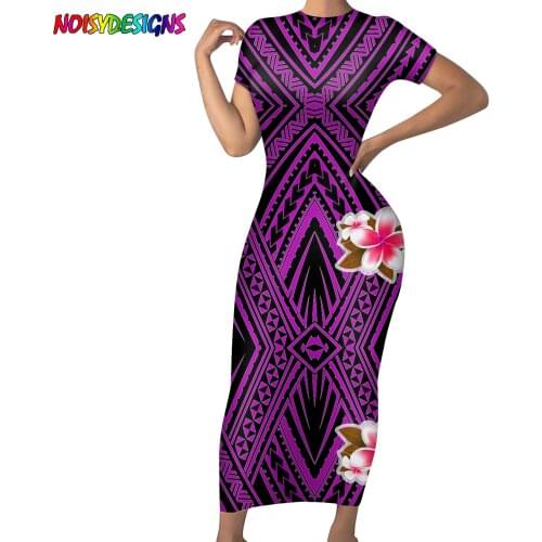 NOISYDESIGNS Womens Ladies Long Dress Evening Party Beach Bodycon Dresses Polynesian Plumeria Prints Sundress Vestito Da Donna