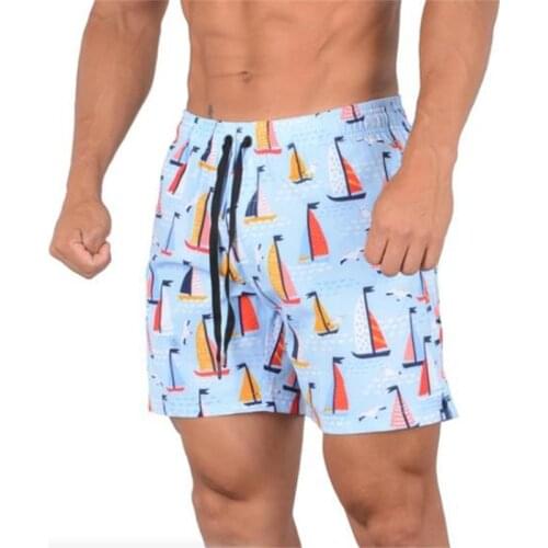 New muscular men gyms beach pants fashion casual Sports fitness breathable quick dry hip-hop three minute pants running shorts