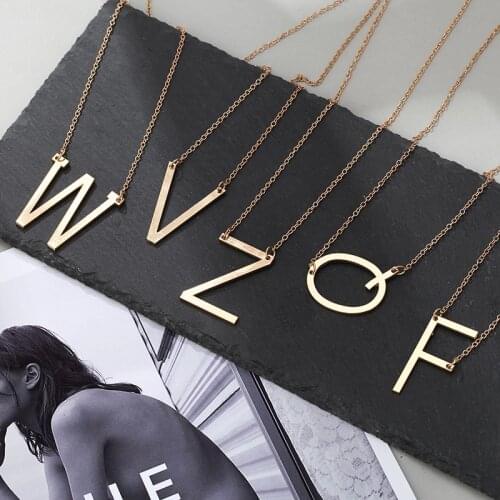 Brand New 26 English Letters Pendant Necklace Jewelry Stainless Steel Simple Necklace Lady Lovers Jewelry Necklace Wholesale
