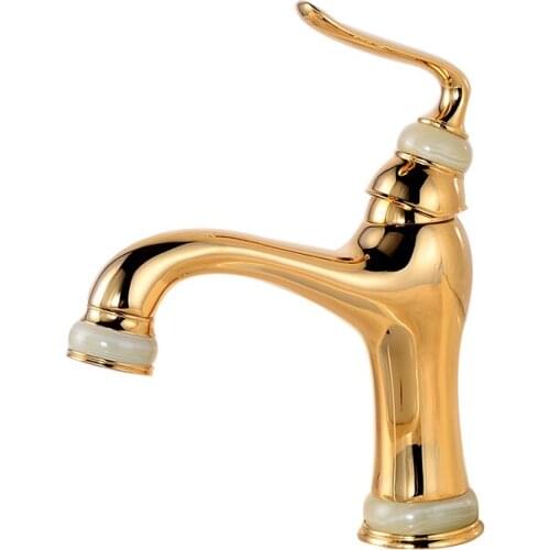 All copper European antique rose gold faucet hot and cold washbasin faucet under counter basin marble jade black antique faucet