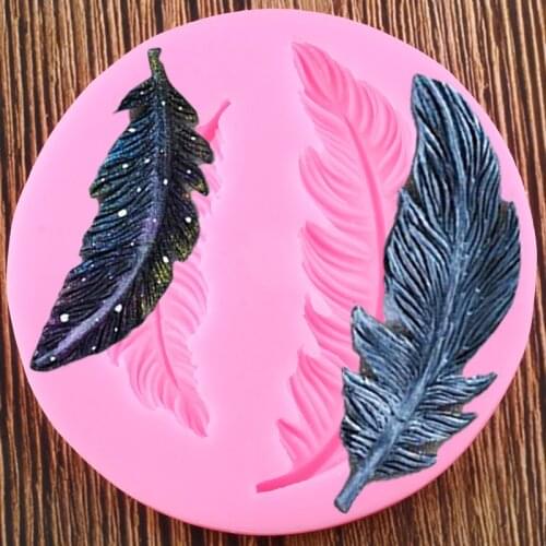 Birds Feather Border Lace Silicone Molds Cupcake Topper Fondant Cake Decorating Tools DIY Party Chocolate Candy Clay Mold