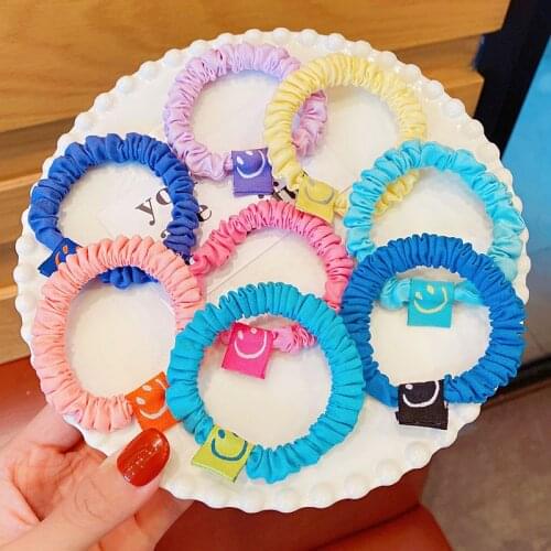 New Women Girls Cute Colorful Smile Face Folds Scrunchie Sweet Elastic Hair Bands Ponytail Hair Tie Fashion Hair Accessories