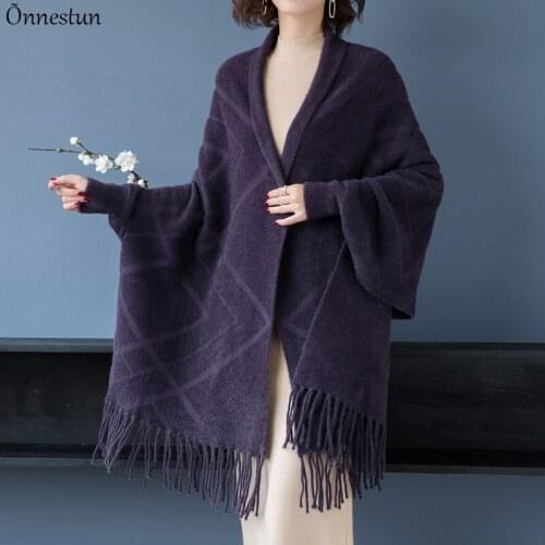 Scarf For Women 2021 Winter Female Scarves Solid Tassel Poncho Womens Bandana Shawl Wraps Long Irregular Foulard Scarves