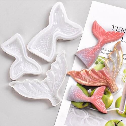 Silicone Crystal Fishtail Mold Handmade Key Chain Pendants Decoration Mold For Resin DIY Jewelry Making Casting
