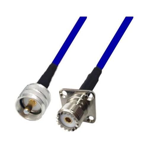 Blue Soft RG142 UHF MaleTo UHF SO239 Female 4 Hole Flange Panel Mount Connector RF Coaxial Jumper Pigtail Cable