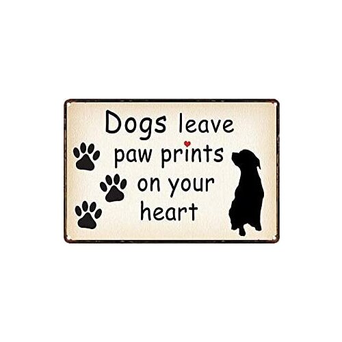 Dog Leaves Paw Vintage Style Metal Sign Iron Painting for Indoor & Outdoor Home Bar Coffee Kitchen Wall Decor 8 X 12 Inch