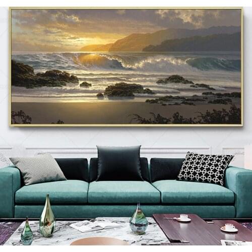 Puesta de sol mar Skyline lona pinturas en la pared pósteres e impresiones artísticos ardiente imagen de nube fotos para muros