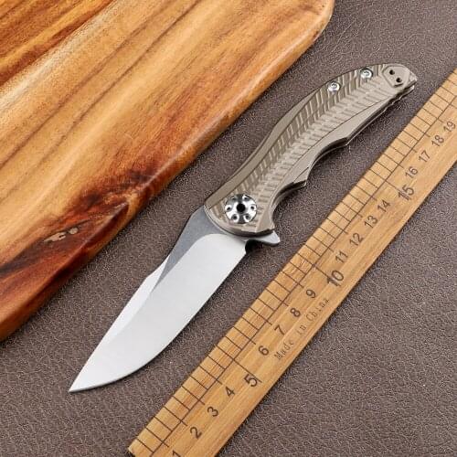 High hardness 20CV steel blade TC4 titanium alloy handle sharp outdoor camping hunting self-defense EDC tool folding knife