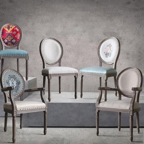 American Country Retro Dining Chairs Home Furniture Creative Solid Wood Made Old Dining Chair Armchair Photo Studio Dining Chair
